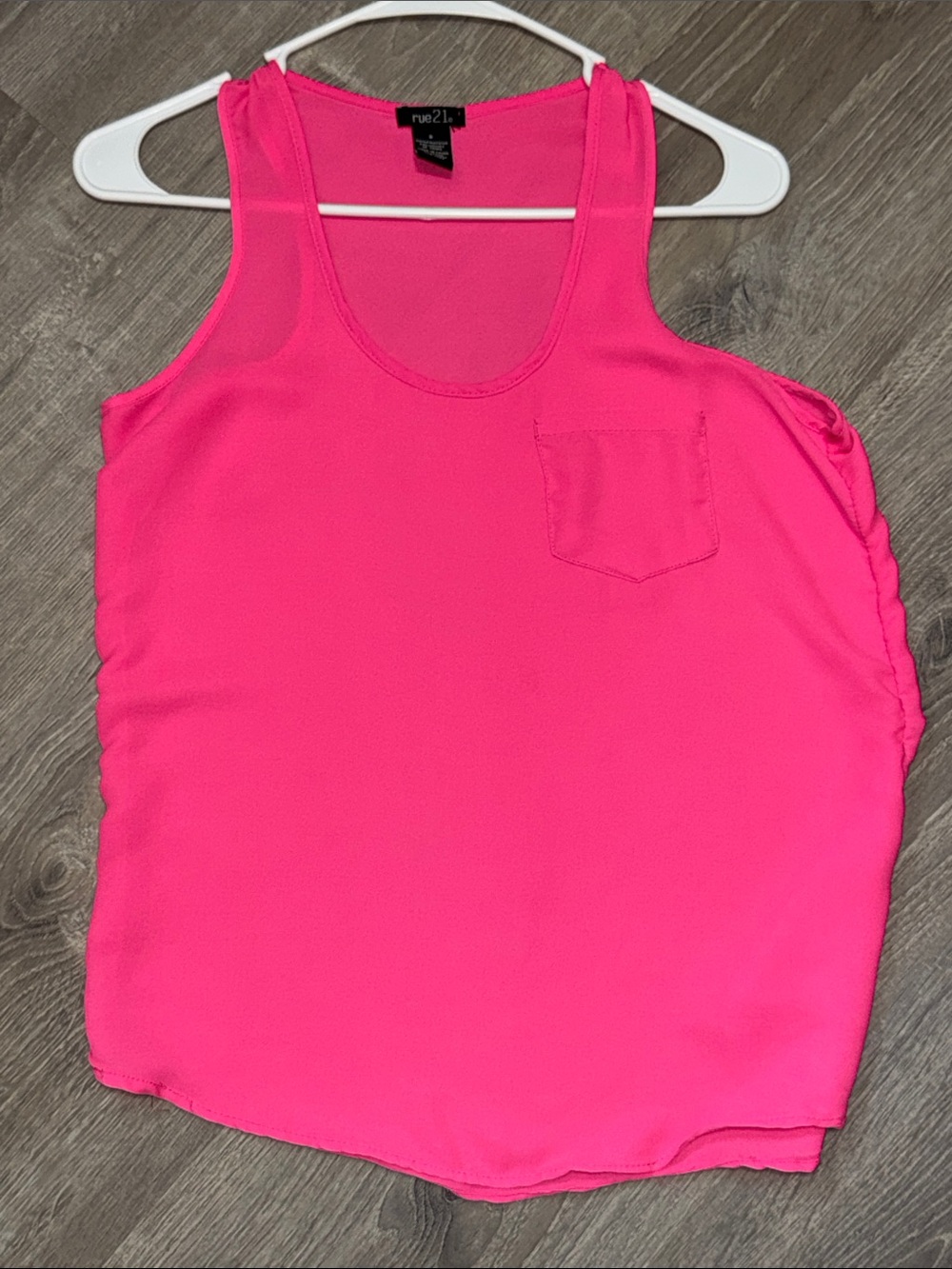 Rue21 Hot Pink Scoop Neck Tank with Chest Pocket